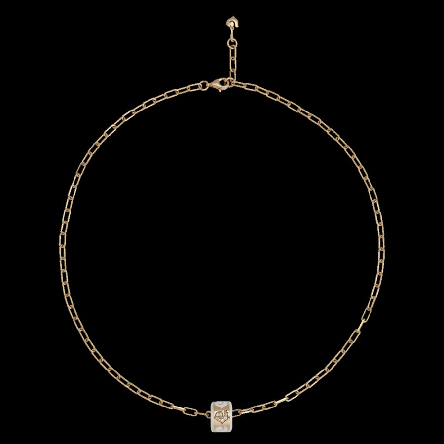 Jewelry Chantecler | Collana Carousel 40Cm In Oro Rosa 18Kt, Diamanti E Smalto Bianco. Cod.41942