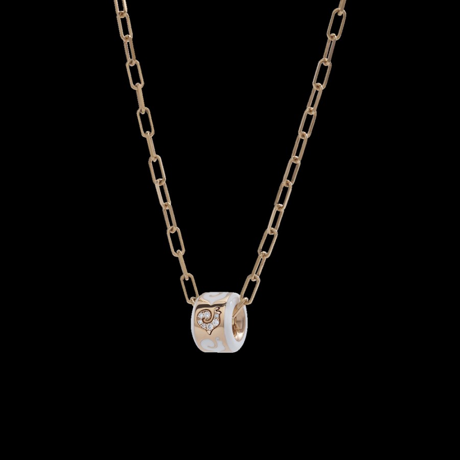 Jewelry Chantecler | Collana Carousel 40Cm In Oro Rosa 18Kt, Diamanti E Smalto Bianco. Cod.41942