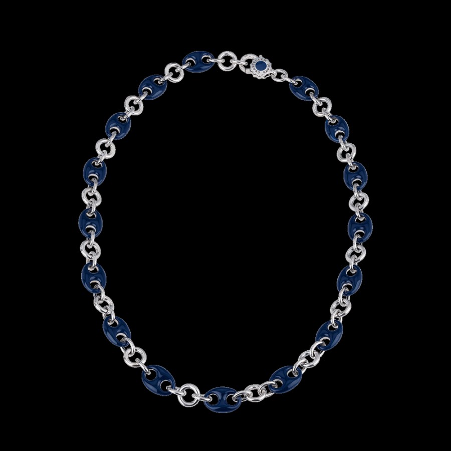 Et Voila Silver Chantecler | Collana Capriness Maglia Marina 45 Cm In Argento E Smalto Blu Cod.40657