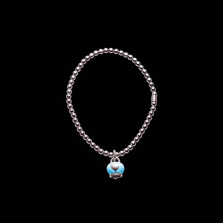 Et Voila Silver Chantecler | Bracciale Elastico Et Voila Con Ciondolo Campanella Micro In Argento E Smalto Turchese Cod.37274