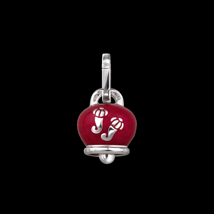 Et Voila Silver Chantecler | Ciondolo Et Voila Campanella Medio In Argento E Smalto Rosso Perlato Con Cornetti Sul Retro Cod.31759