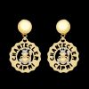 Jewelry Chantecler | Orecchini Logo Principe Ranocchio Grandi In Oro Giallo E Bianco 18Kt E Diamanti Cod.24123