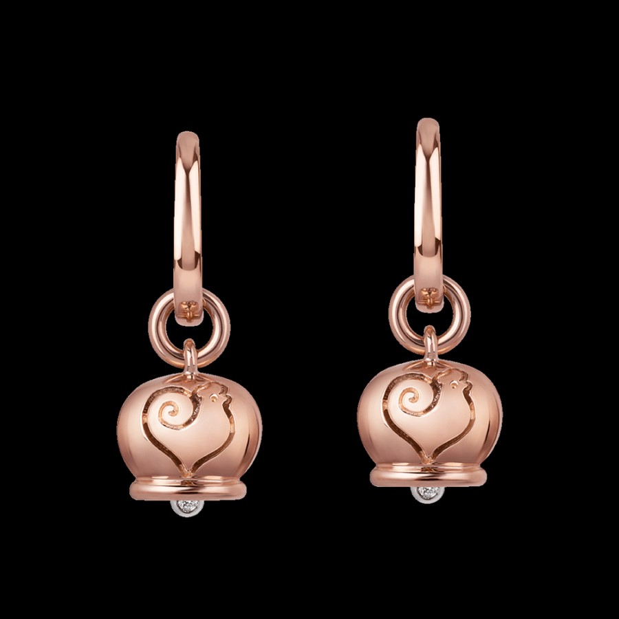 Jewelry Chantecler | Orecchini Campanella Piccoli In Oro Rosa 18Kt E Diamanti Nei Batacchi Cod.36583