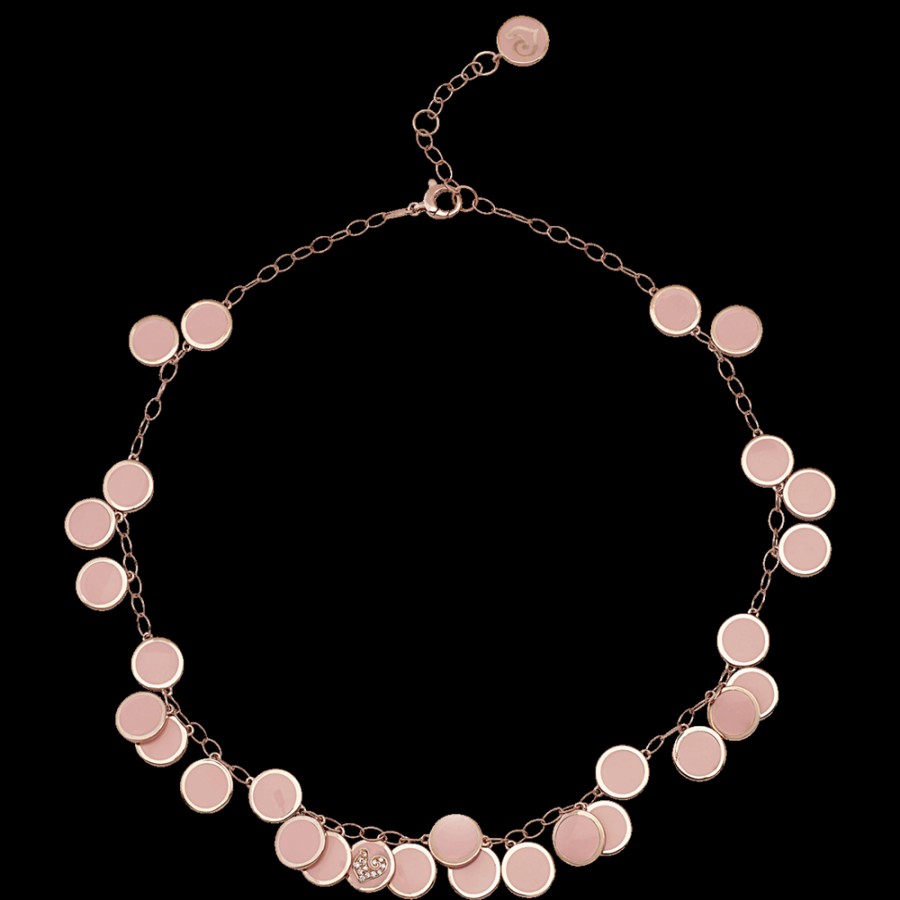 Jewelry Chantecler | Collana Girocollo Paillettes 38-42Cm In Oro Rosa 18Kt, Diamanti E Smalto Rosa Cod.42695