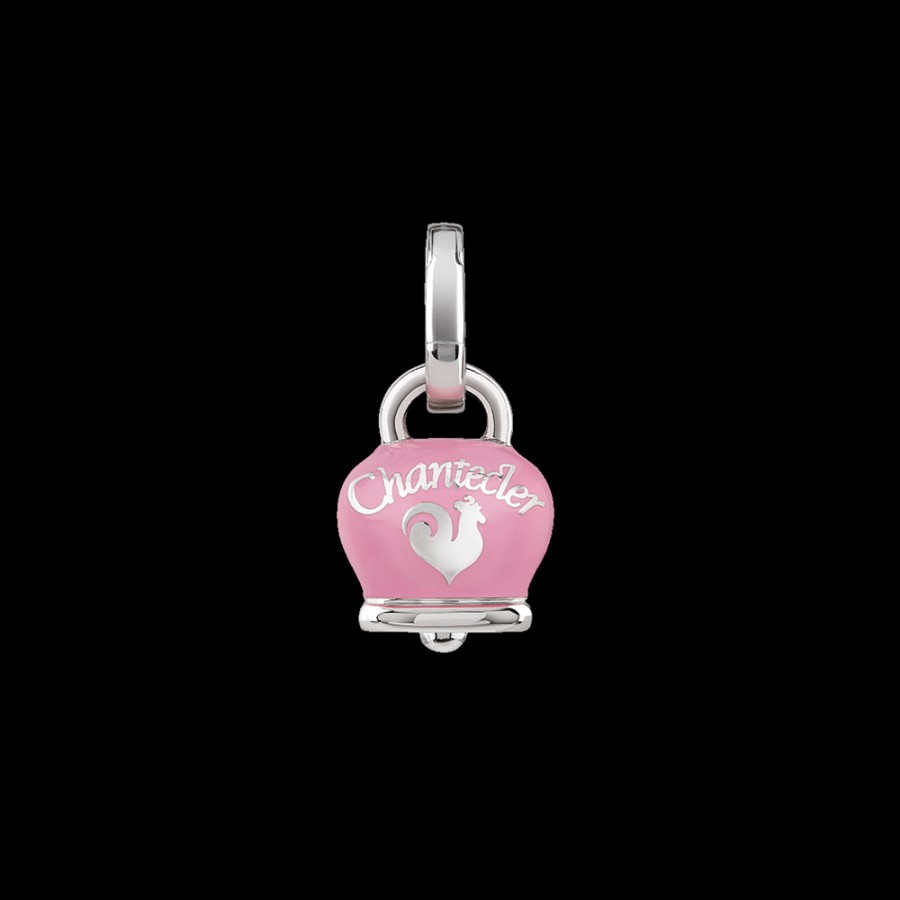 Et Voila Silver Chantecler | Ciondolo Et Voila Campanella Piccolo In Argento E Smalto Rosa Con Farfalla Sul Retro Cod.41886