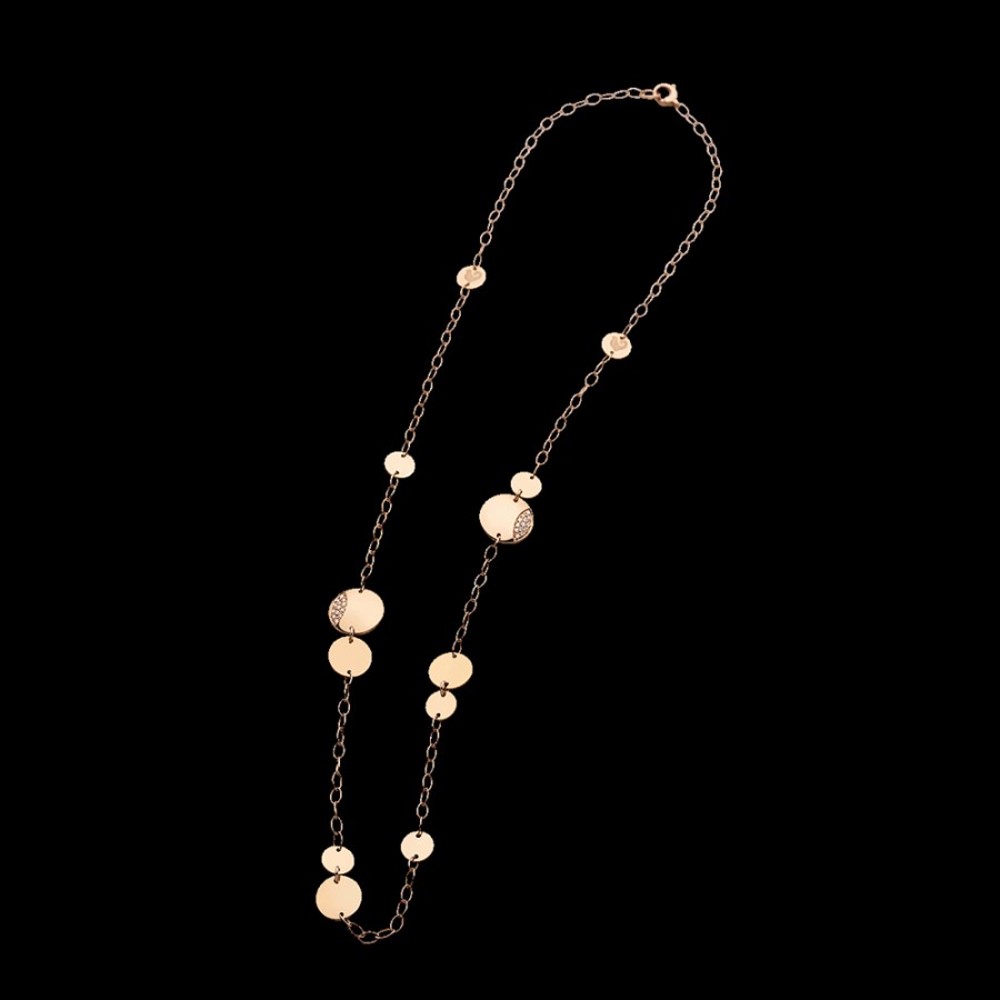 Jewelry Chantecler | Collana Paillettes 58 Cm In Oro Rosa 18Kt E Diamanti Cod.40589