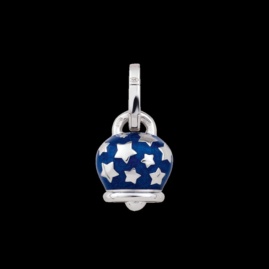 Et Voila Silver Chantecler | Ciondolo Et Voila Campanella Medio In Argento E Smalto Blu Perlato Con Stelle Sul Retro Cod.31760