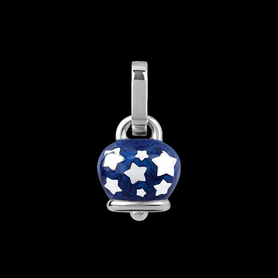 Et Voila Silver Chantecler | Ciondolo Et Voila Campanella Piccolo In Argento E Smalto Blu Perlato Con Stelle Sul Retro Cod.38071