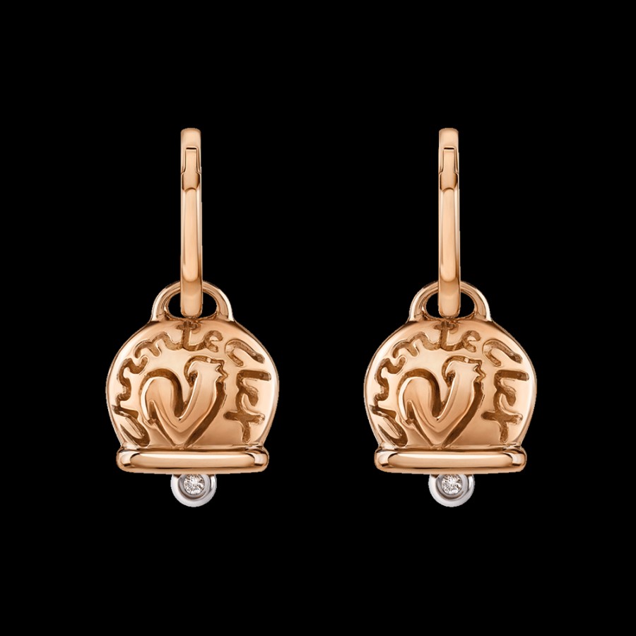 Jewelry Chantecler | Orecchini Campanella Medi In Oro Rosa 18Kt E Diamanti Nei Batacchi Cod.27363