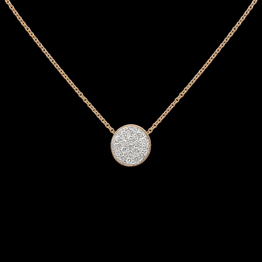 Jewelry Chantecler | Collana 40-42Cm Con Pendente Capritude Paillettes In Oro Rosa 18Kt, Pave Di Diamanti E Smalto Bianco Cod.41409