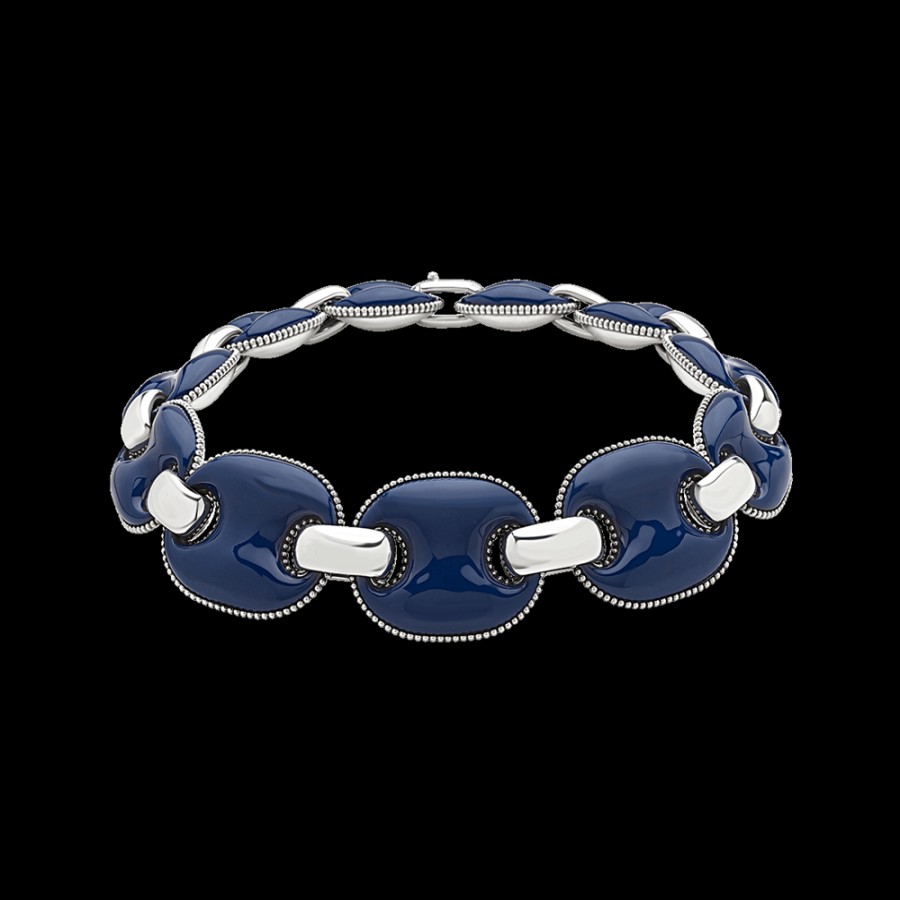 Et Voila Silver Chantecler | Collana Girocollo Capriness Maglia Marina In Argento E Smalto Blu Cod.40187