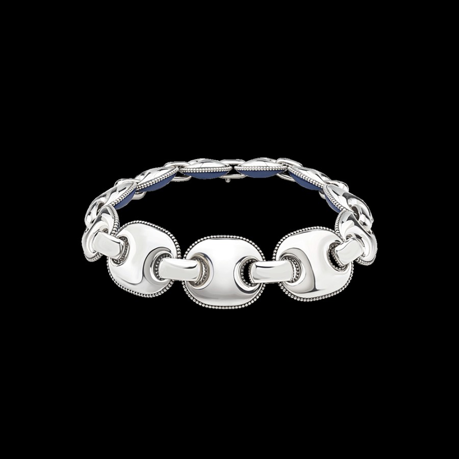 Et Voila Silver Chantecler | Collana Girocollo Capriness Maglia Marina In Argento E Smalto Blu Cod.40187