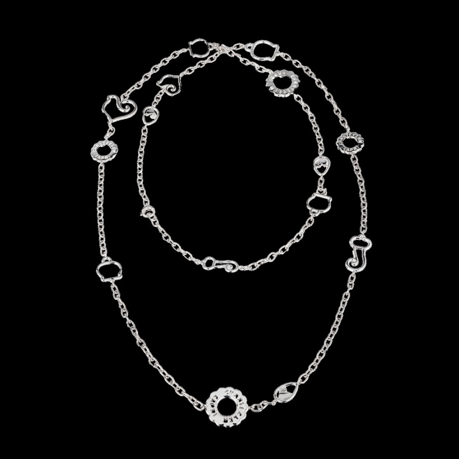 Et Voila Silver Chantecler | Catena Lunga 100 Cm Con Simboli Chantecler In Argento Cod.38137