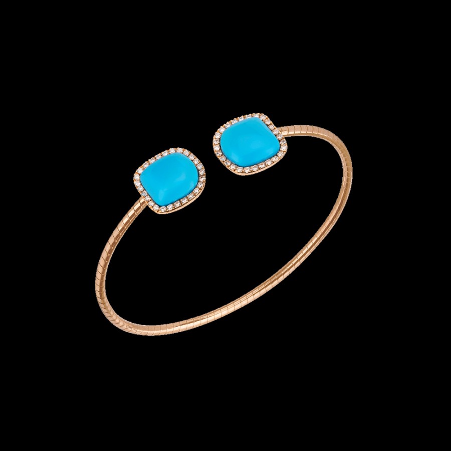 Jewelry Chantecler | Bracciale Enchante In Oro Rosa 18Kt, Diamanti E Turchese Cod.41658