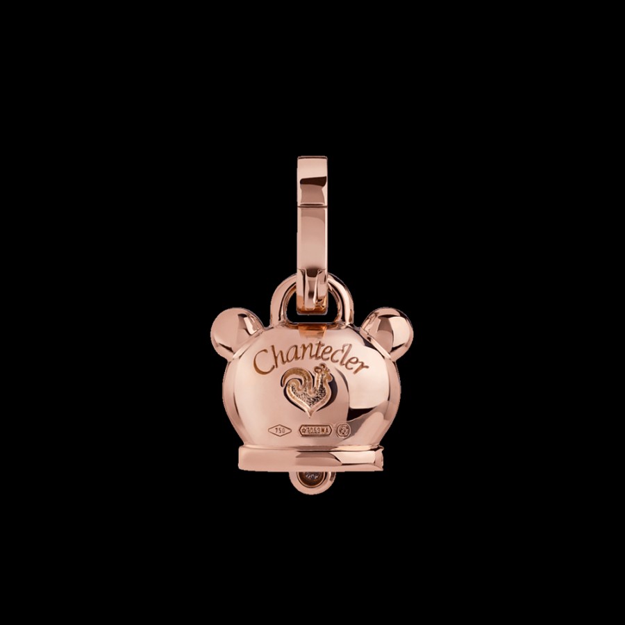 Jewelry Chantecler | Ciondolo Campanella Orsacchiotto Piccolo In Oro Rosa 18Kt E Diamanti Cod.41137