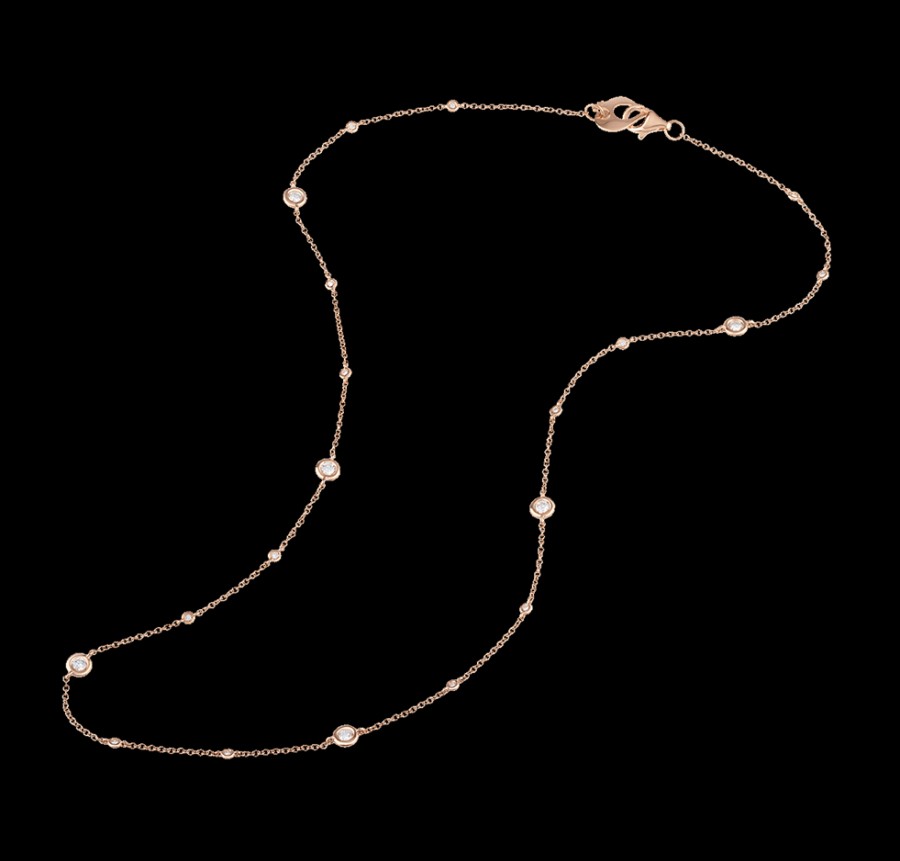 Jewelry Chantecler | Catena Corta Capri 42Cm In Oro Rosa 18Kt E Diamanti Cod.37712