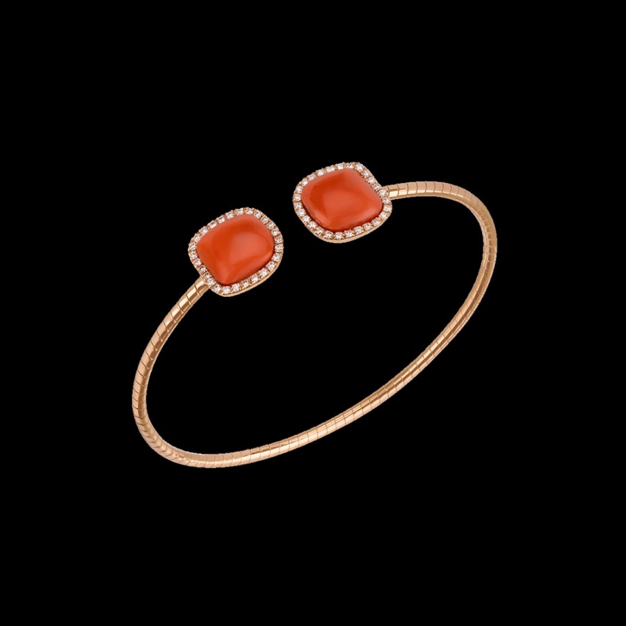 Jewelry Chantecler | Bracciale Enchante In Oro Rosa 18Kt, Diamanti E Corallo Rosso Cod.41653