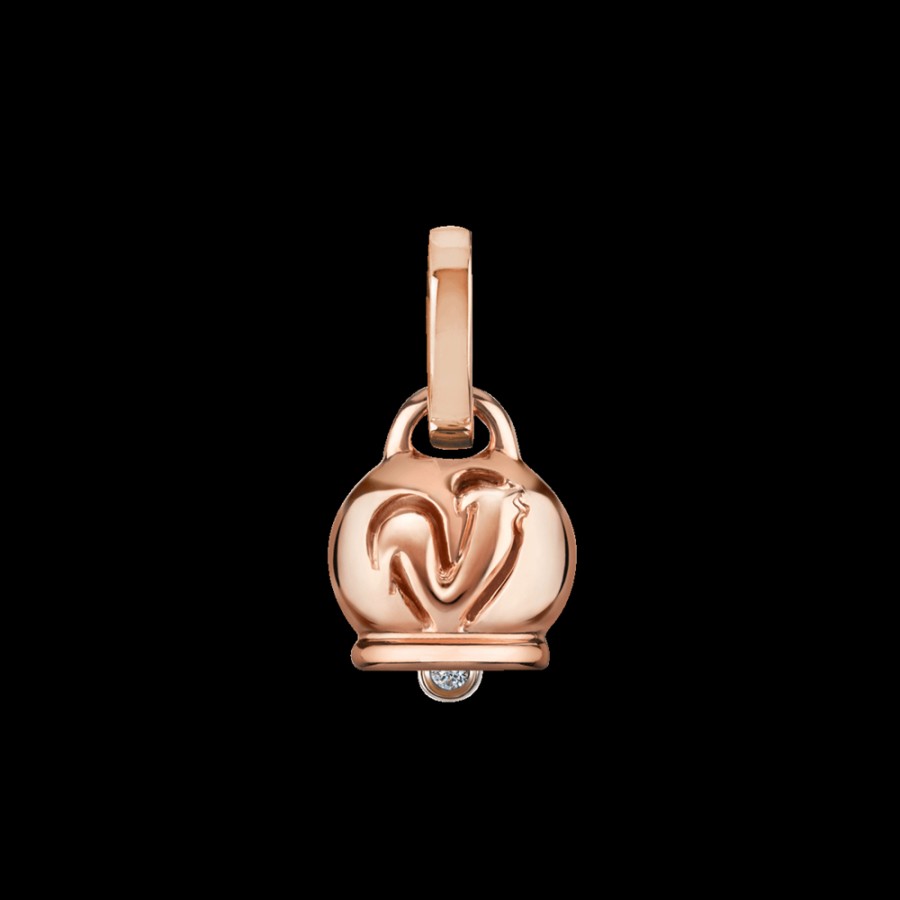 Jewelry Chantecler | Ciondolo Campanella Piccolo In Oro Rosa 18Kt E Un Diamante Nel Batacchio Cod.22120