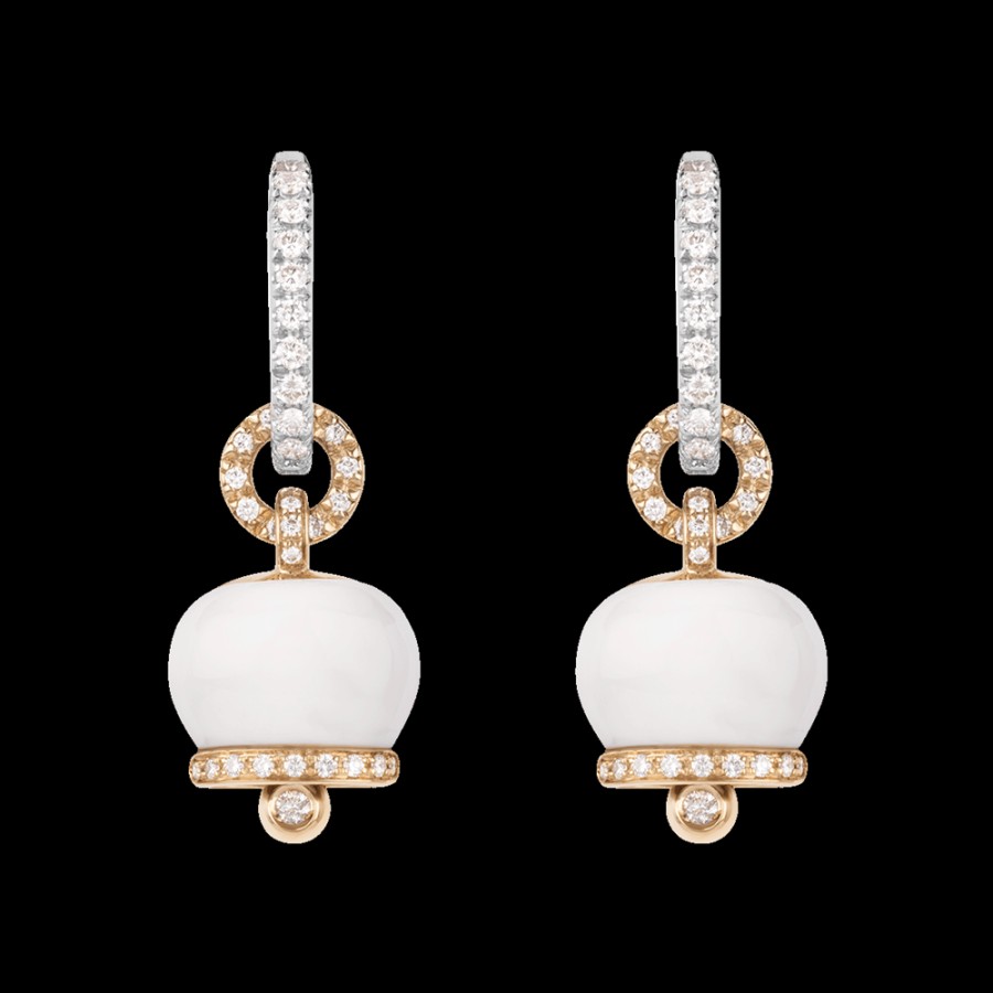 Jewelry Chantecler | Orecchini Campanella Piccoli In Oro Bianco E Giallo 18Kt, Diamanti E Kogolong Cod.32511