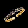 Jewelry Chantecler | Bracciale Rigido Paillettes In Oro Giallo 18Kt E Full Pave Di Zaffiri Cod.41274