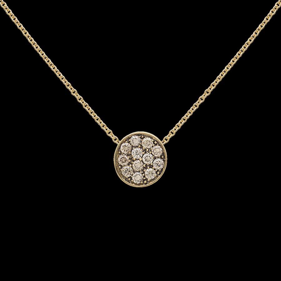 Jewelry Chantecler | Collana 40-42Cm Con Pendente Capritude Paillettes In Oro Giallo 18Kt, Pave Di Diamanti Champagne E Smalto Caramello Cod.41411