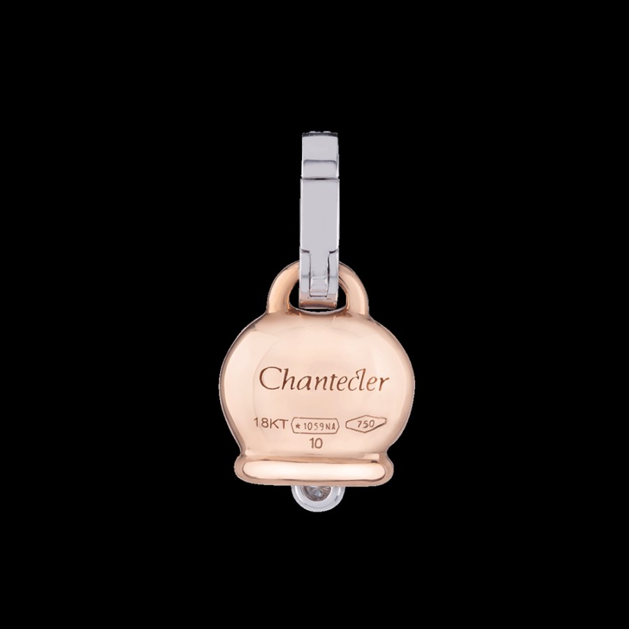 Jewelry Chantecler | Ciondolo Campanella Piccolo In Oro Rosa 18Kt, Diamanti E Gallo In Pave Di Diamanti Cod.22170