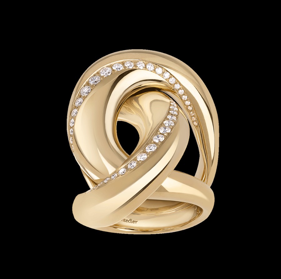 Jewelry Chantecler | Anello Suamem Diciotto Carati In Oro Giallo 18Kt E Diamanti. Cod.41977