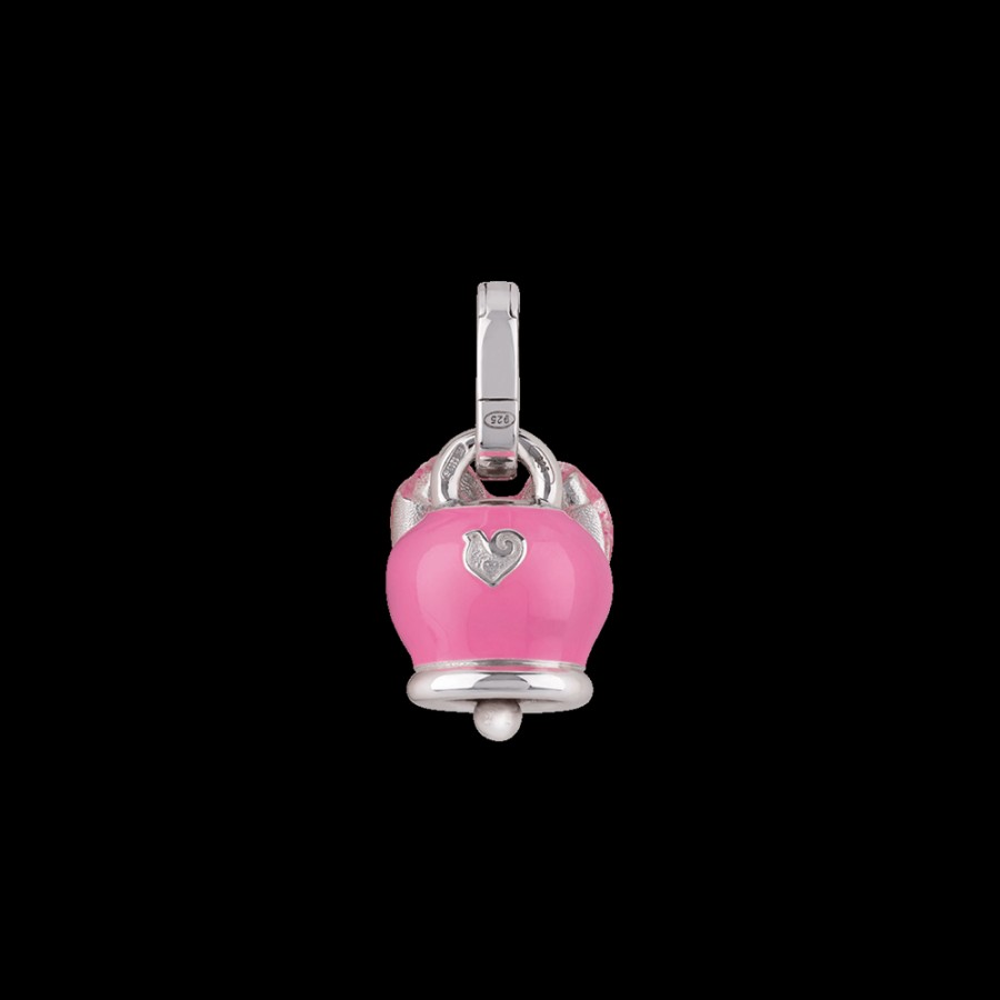 Et Voila Silver Chantecler | Ciondolo Et Voila Campanella Fiocco Piccolo In Argento E Smalto Rosa Cod.41106