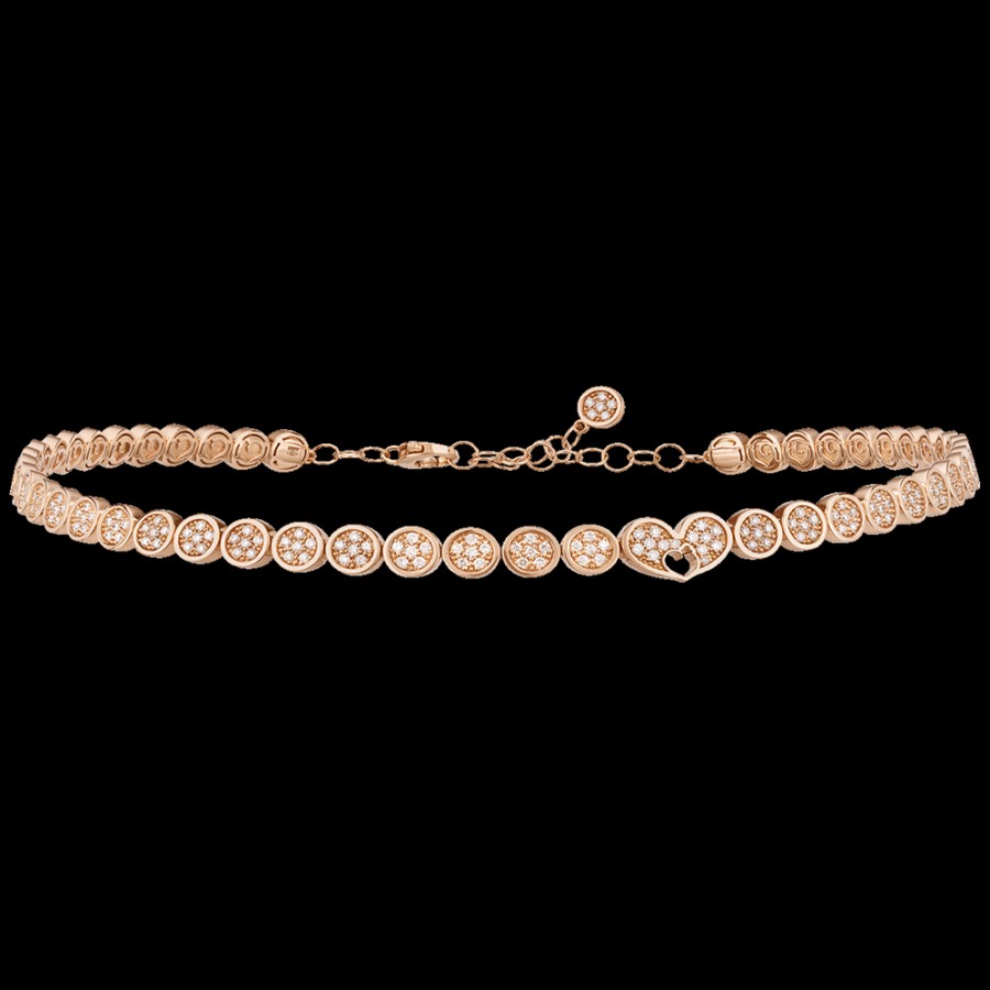 Jewelry Chantecler | Choker Paillettes In Oro Rosa 18Kt E Full Pave Di Diamanti Cod.41774