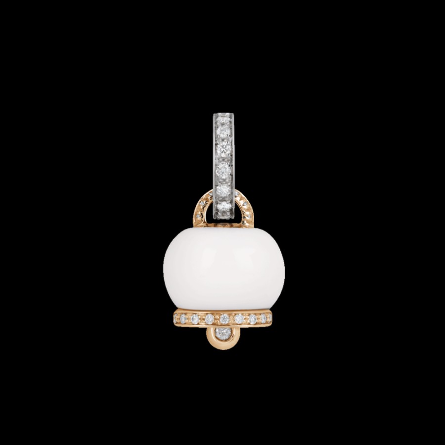 Jewelry Chantecler | Ciondolo Campanella Piccolo In Oro Bianco 18Kt E Giallo, Diamanti E Kogolong Cod.31782