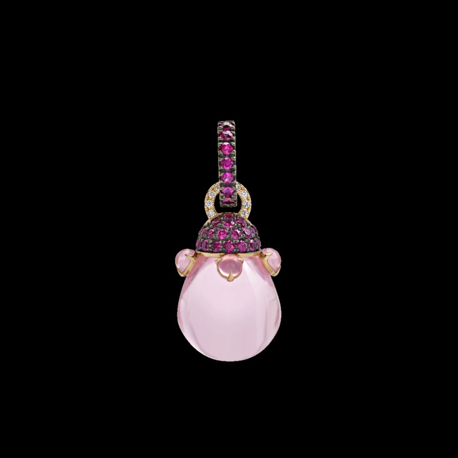 Jewelry Chantecler | Ciondolo Joyful In Oro Rosa 18Kt, Diamanti, Zaffiri Rosa E Poire In Cristallo Color Rosa. Cod.41874