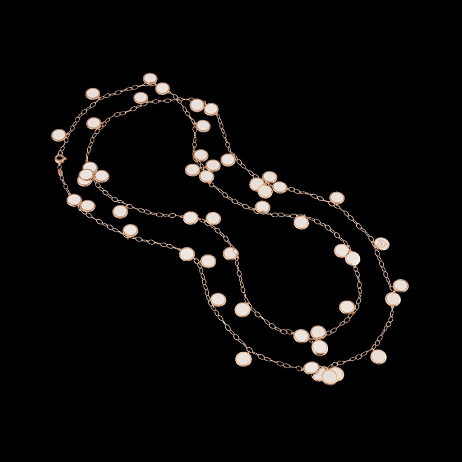 Jewelry Chantecler | Collana Lunga Paillettes 120 Cm In Oro Rosa 18Kt E Smalto Bianco Cod.34105