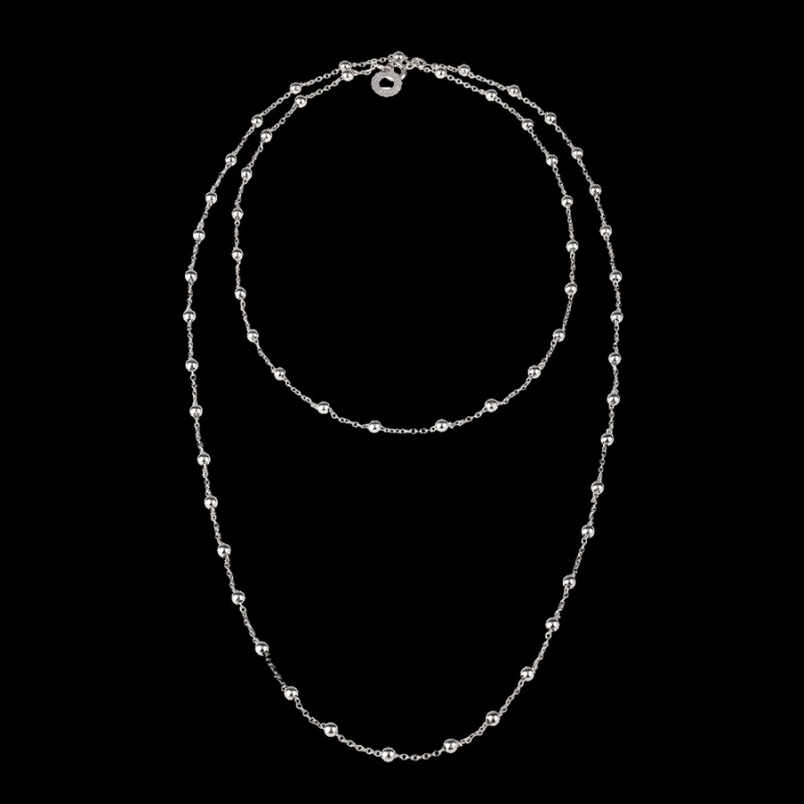 Et Voila Silver Chantecler | Catena Lunga Con Sferette 90 Cm In Argento Con Logo Pendente Cod.38628