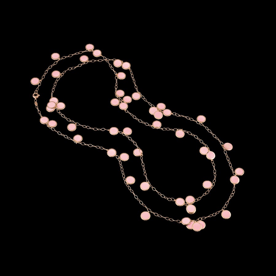 Jewelry Chantecler | Collana Lunga Paillettes 120 Cm In Oro Rosa 18Kt E Smalto Rosa Cod.34104