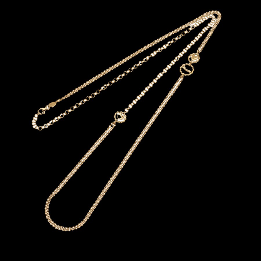 Jewelry Chantecler | Catena Lunga 85 Cm In Oro Giallo 9Kt Con Logo Galletto Intercalare Cod.30656