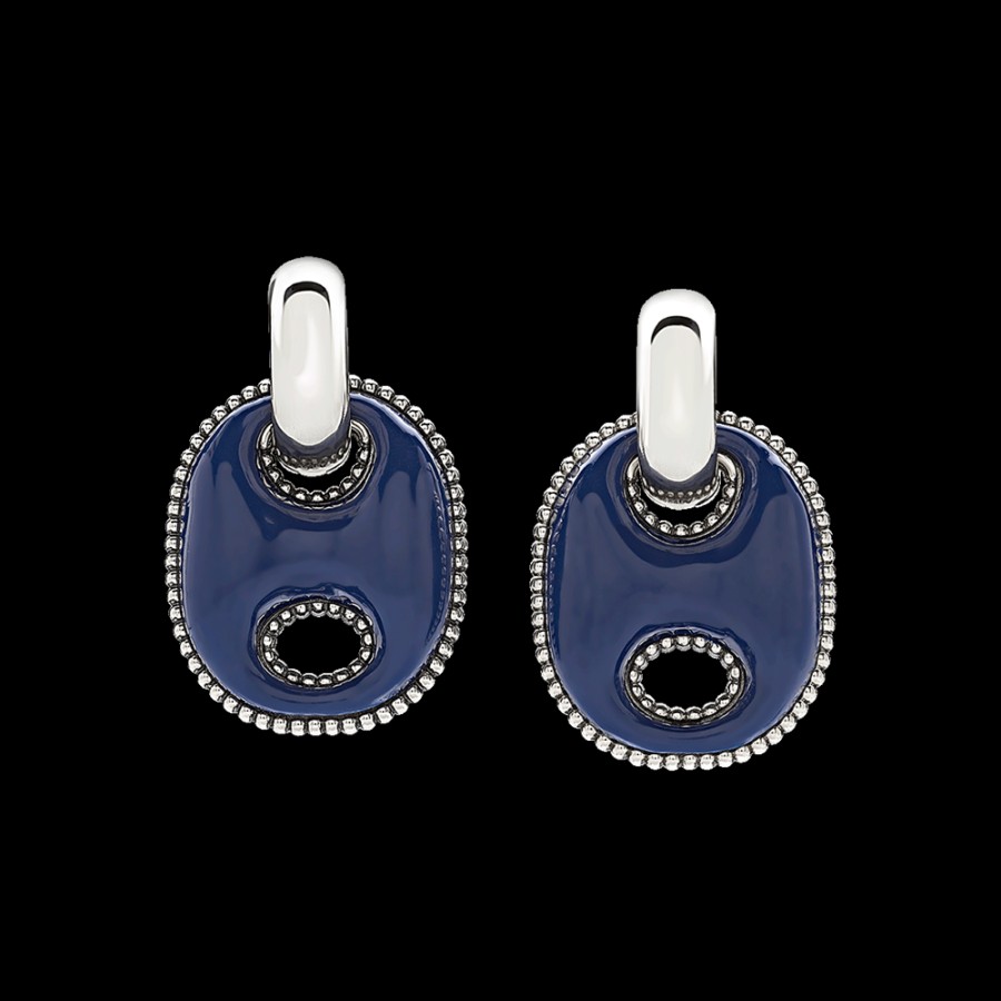 Et Voila Silver Chantecler | Orecchini Capriness Maglia Marina In Argento E Smalto Blu Cod.40189