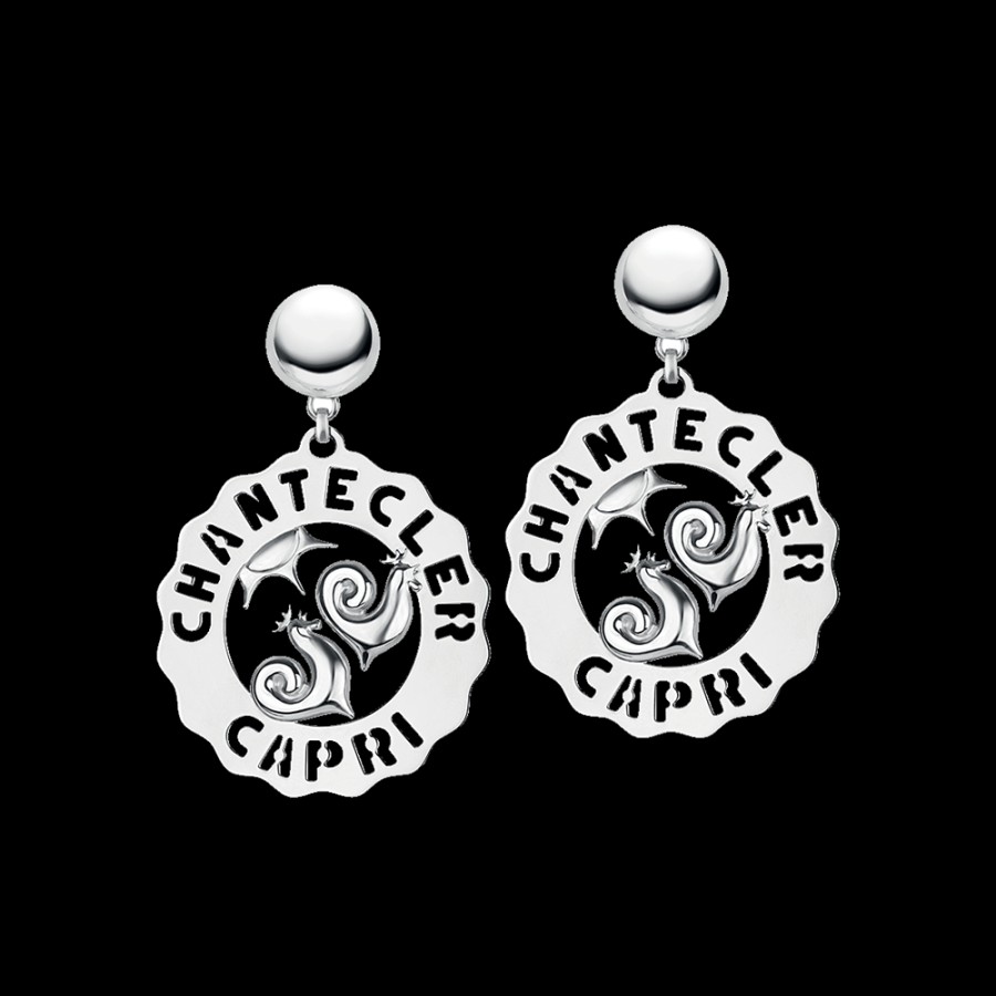 Et Voila Silver Chantecler | Orecchini Logo Galli E Sole Grandi In Argento Cod.33700