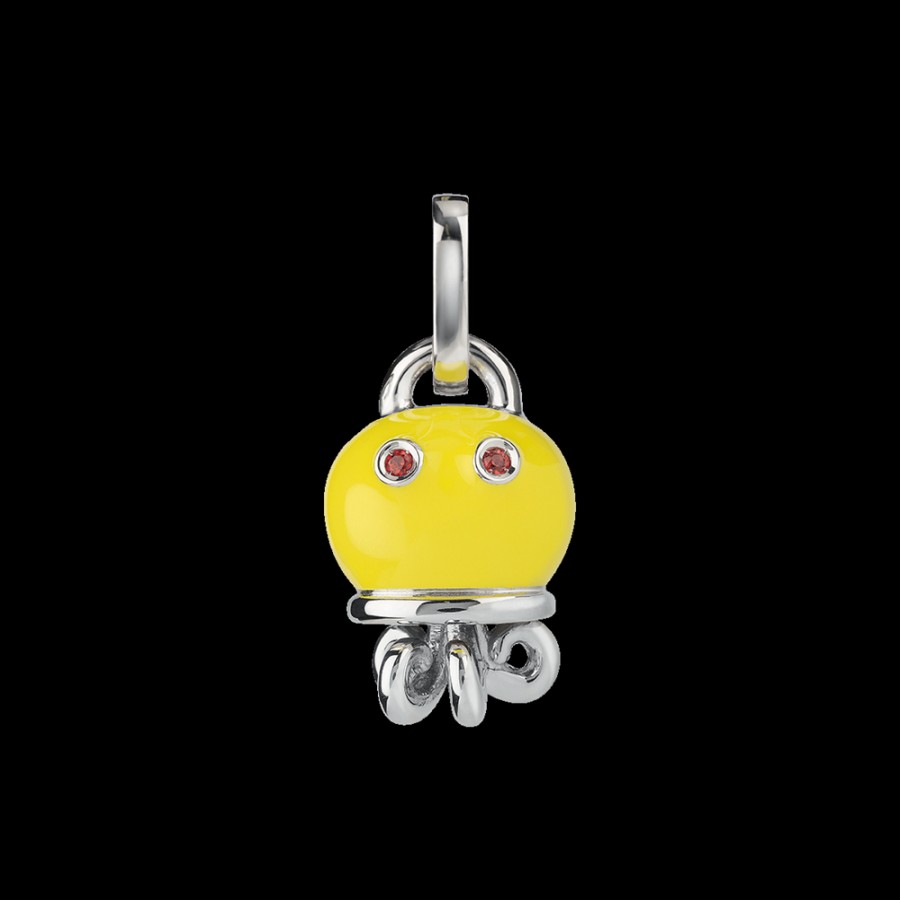 Et Voila Silver Chantecler | Ciondolo Et Voila Campanella Polipo Piccolo In Argento, Smalto Giallo E Zaffiri Arancio Cod.38241