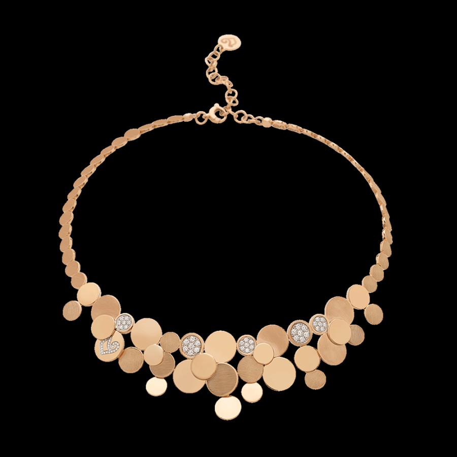 Jewelry Chantecler | Collana A Cascata Paillettes In Oro Rosa 18Kt E Diamanti Cod.39920