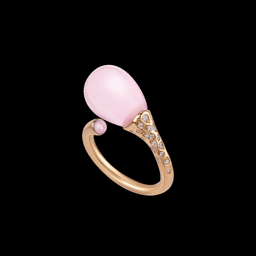 Jewelry Chantecler | Anello Joyful In Oro Rosa 18Kt, Diamanti E Poire In Cristallo Color Rosa. Cod.42121