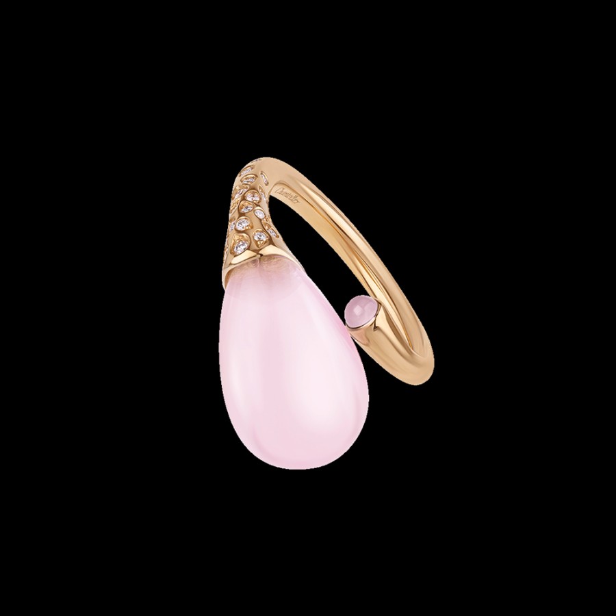 Jewelry Chantecler | Anello Joyful In Oro Rosa 18Kt, Diamanti E Poire In Cristallo Color Rosa. Cod.42121