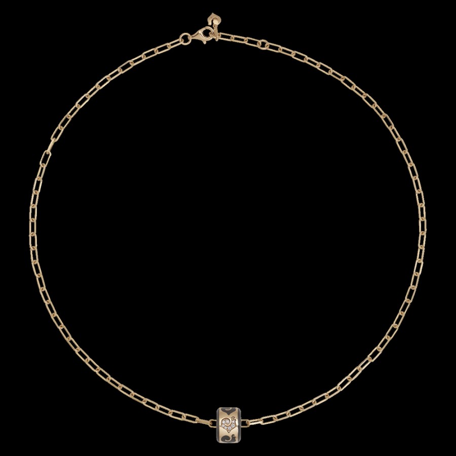 Jewelry Chantecler | Collana Carousel 40Cm In Oro Rosa 18Kt, Diamanti E Smalto Nero. Cod.41943