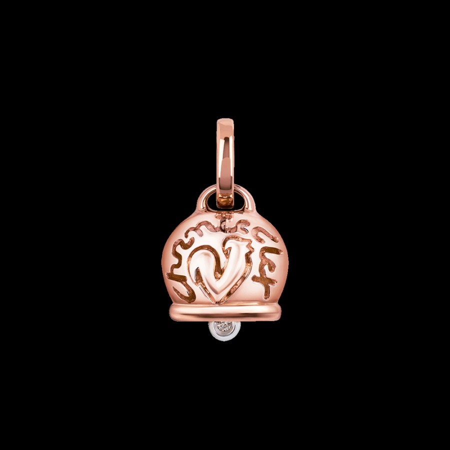 Jewelry Chantecler | Ciondolo Campanella Medio In Oro Rosa 18Kt E Un Diamante Nel Batacchio Cod.24978