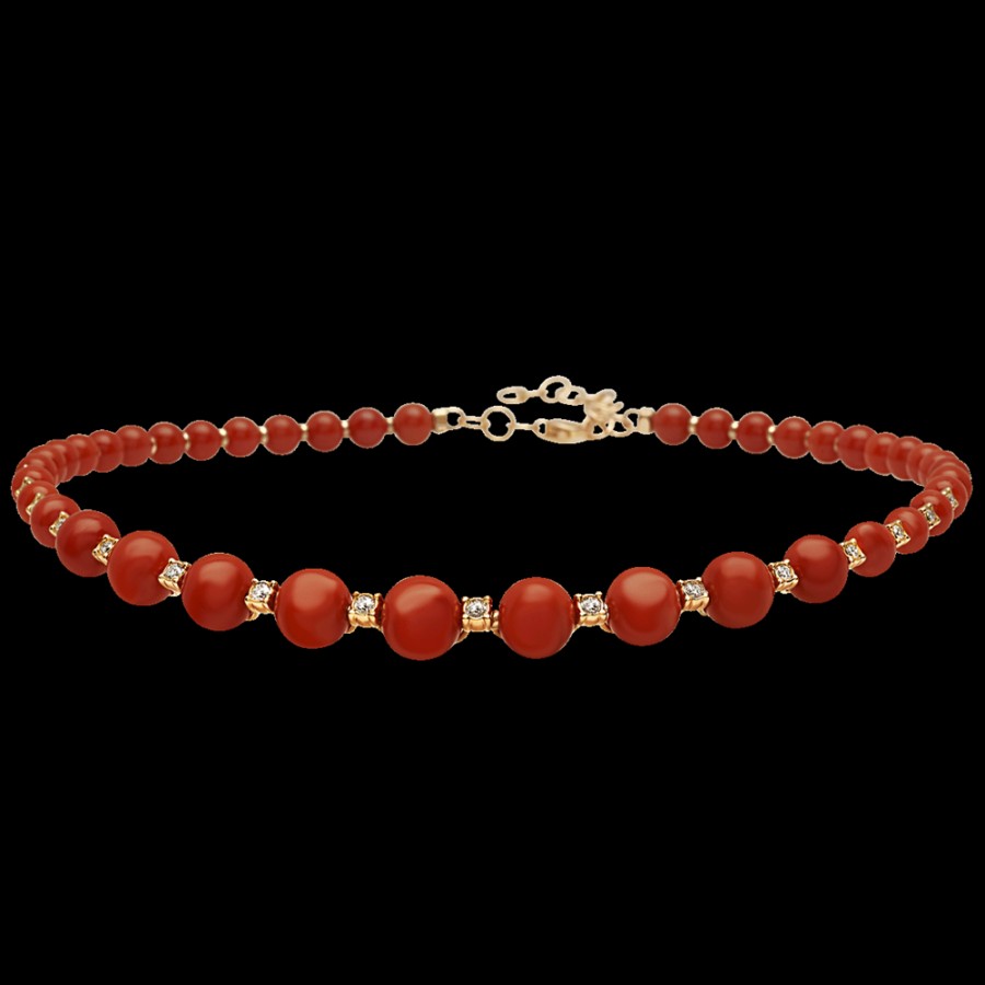 Jewelry Chantecler | Choker Cherie In Oro Rosa 18Kt, Diamanti E Corallo Rosso. Cod.42328