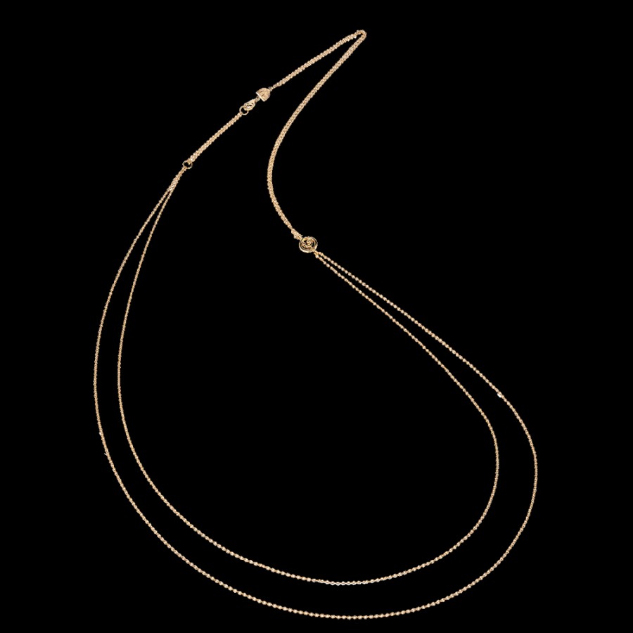 Jewelry Chantecler | Catena Lunga Rolo Doppia 80 Cm In Oro Giallo 18Kt Con Logo Galletto Intercalare Cod.29599