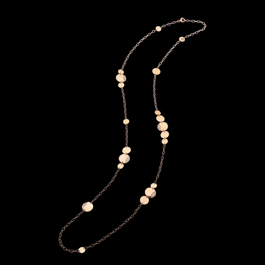 Jewelry Chantecler | Collana Paillettes 90 Cm In Oro Rosa 18Kt E Diamanti Cod.40586