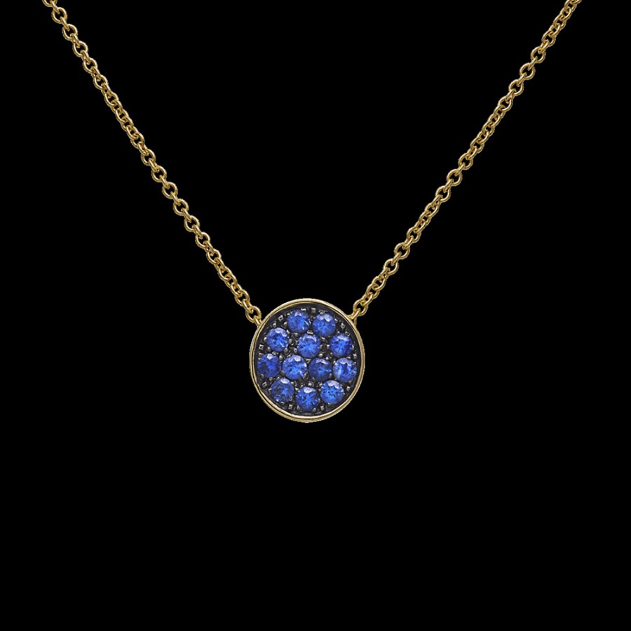 Jewelry Chantecler | Collana 40-42Cm Con Pendente Capritude Paillettes In Oro Giallo 18Kt, Pave Di Zaffiri E Smalto Blu. Cod.42315