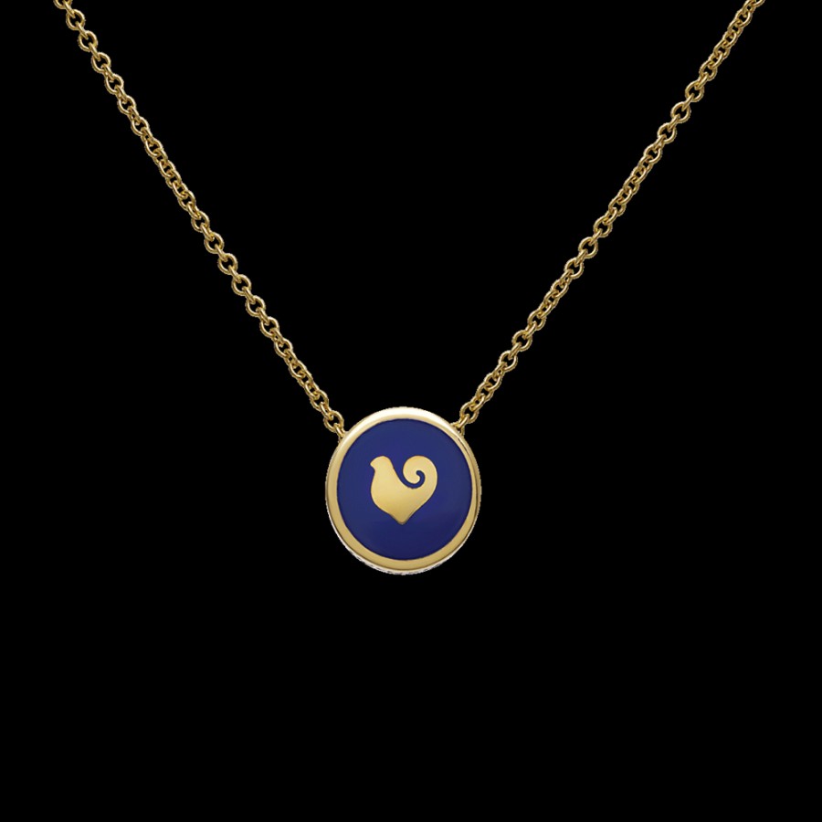 Jewelry Chantecler | Collana 40-42Cm Con Pendente Capritude Paillettes In Oro Giallo 18Kt, Pave Di Zaffiri E Smalto Blu. Cod.42315