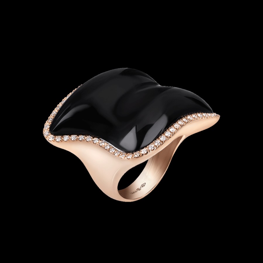 Jewelry Chantecler | Anello Enchante In Oro Rosa 18Kt, Diamanti E Onice Cod.41374