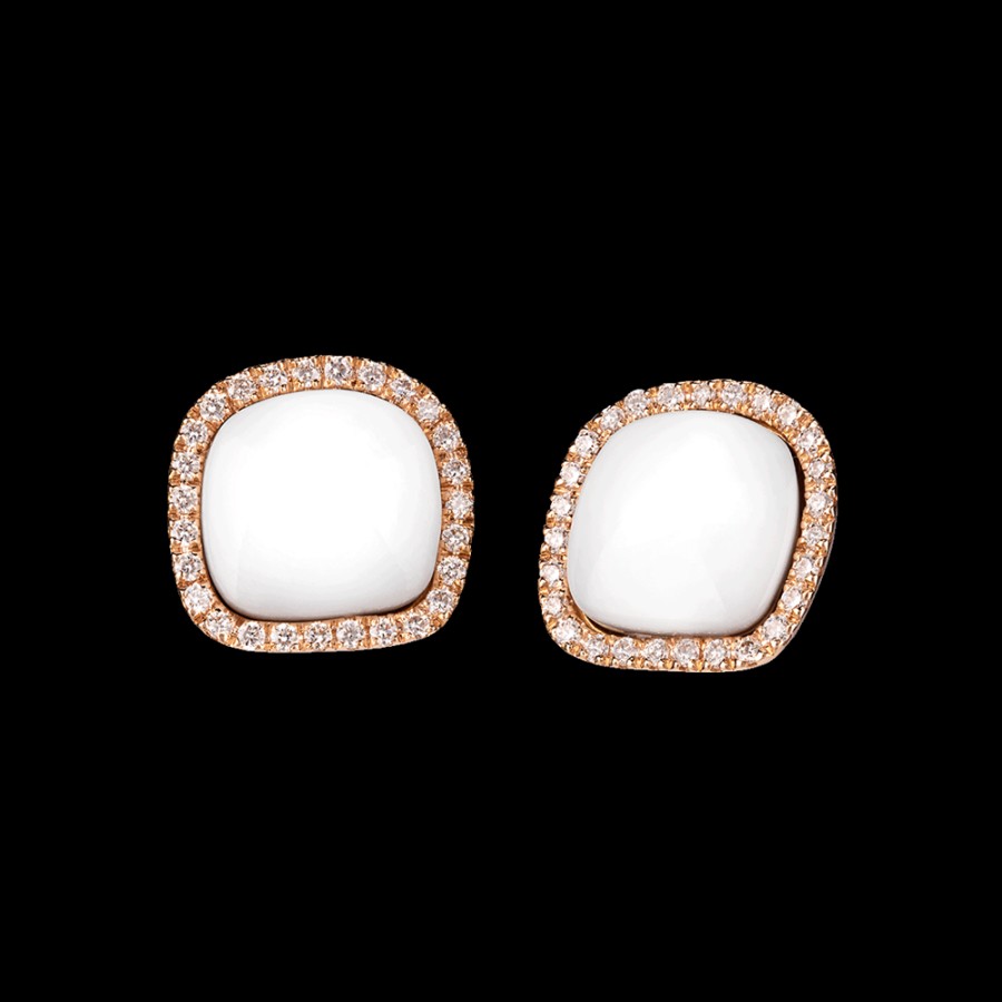 Jewelry Chantecler | Orecchini A Lobo Enchante In Oro Rosa 18Kt, Diamanti E Kogolong Cod.41665